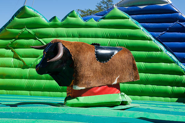 empty a mechanical bull in city amusement park